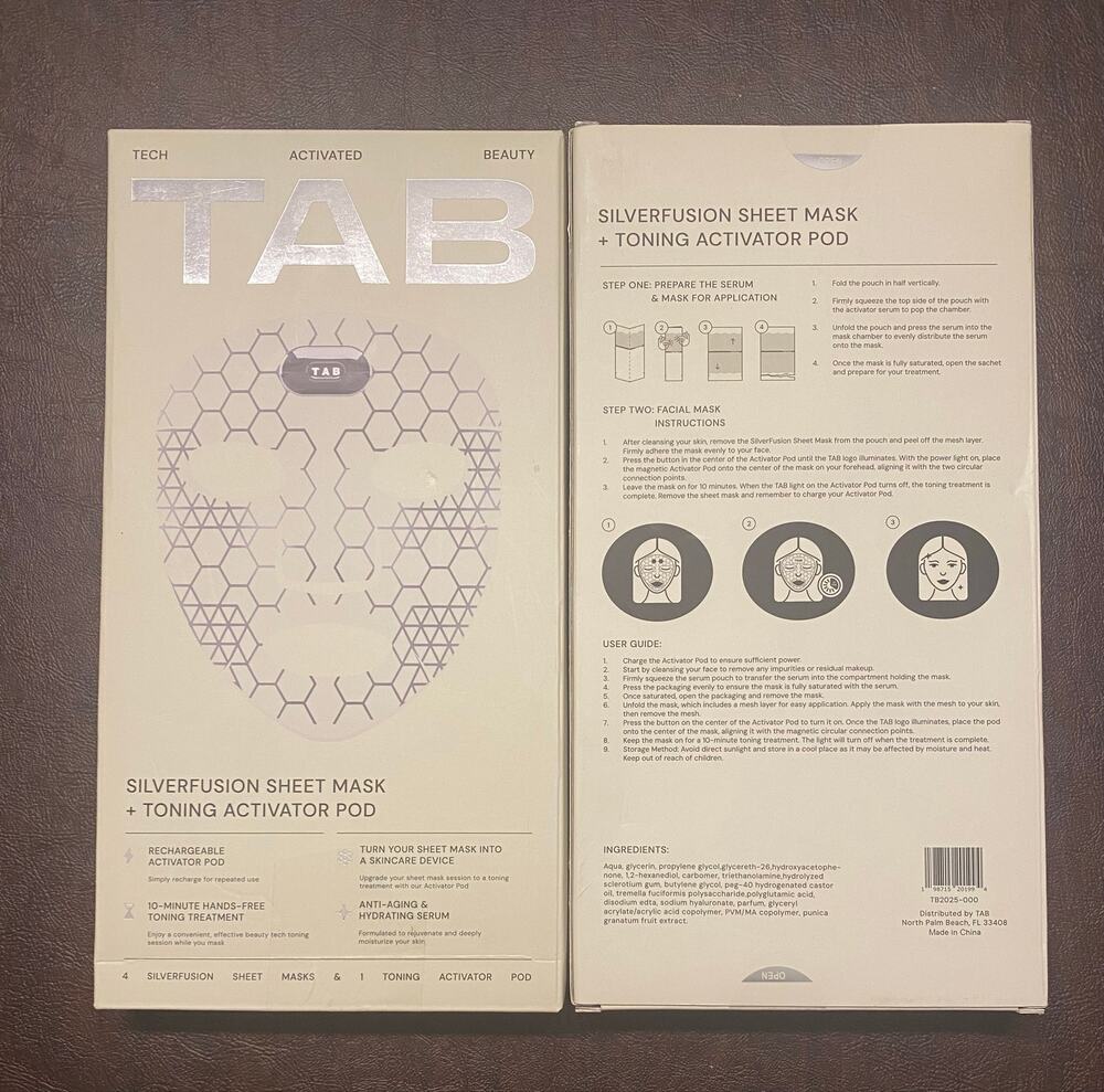 NWT TAB SilverFusion Sheet Mask Toning Activator Pod Facial Beauty Device